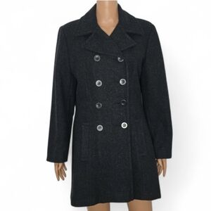 Stephanie Mathews Wool Coat Women's Size S Small Dark Gray Double-Breasted‎
